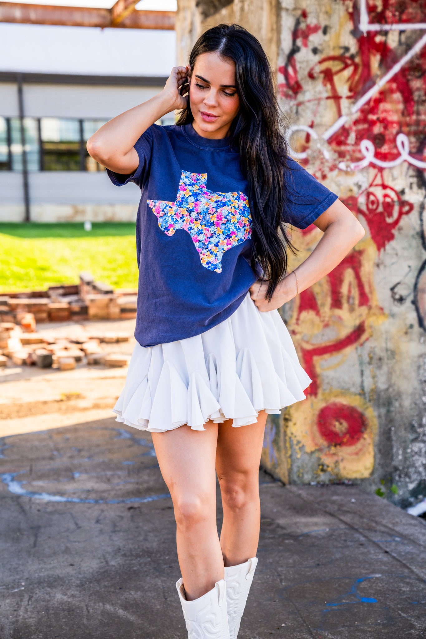 Preppy Floral Texas | Navy | Short Sleeve