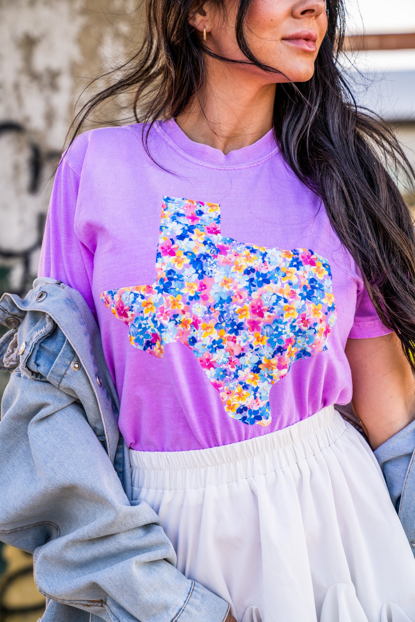 Preppy Floral Texas | Neon Violet | Short Sleeve