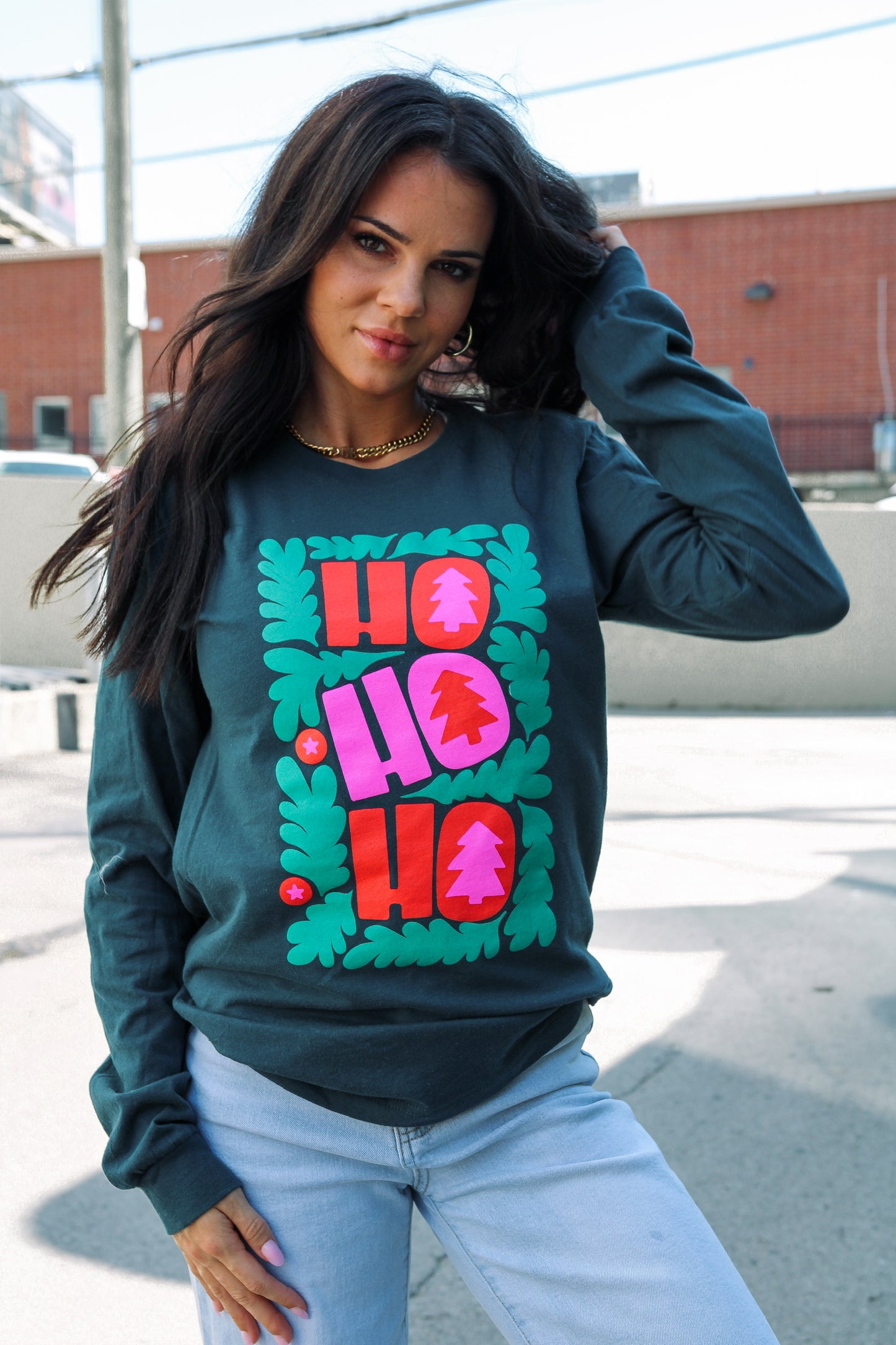 Ho Ho Ho | Atlantic Teal | Long Sleeve Tee