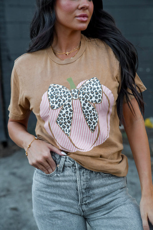 Seersucker Pumpkin | Camel | Short Sleeve Tee