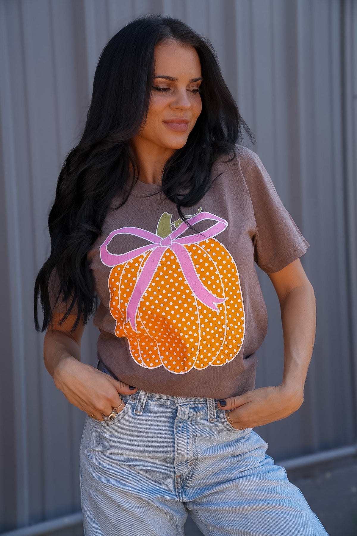 Polka Dot Pumpkin | Espresso | Short Sleeve