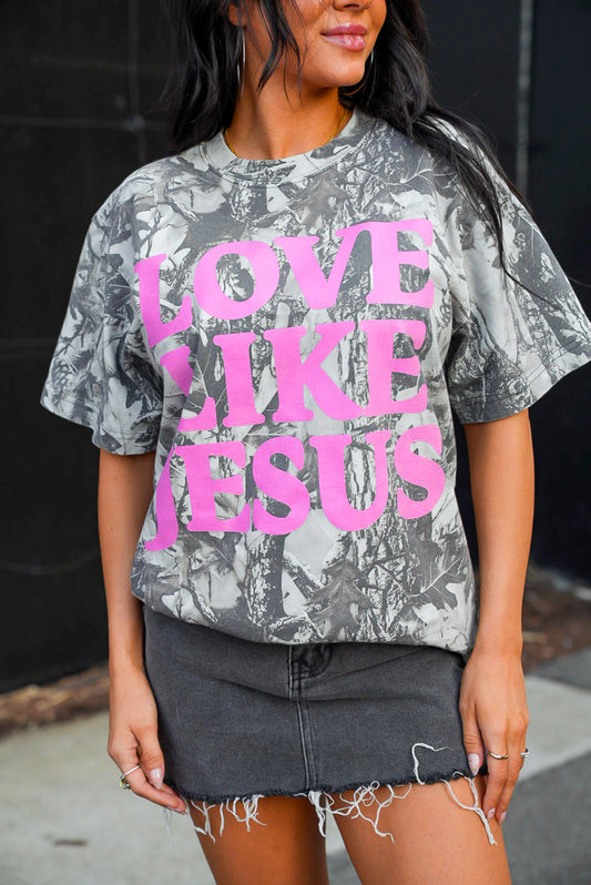 Love like Jesus | Grey Camo |  Short Sleeve