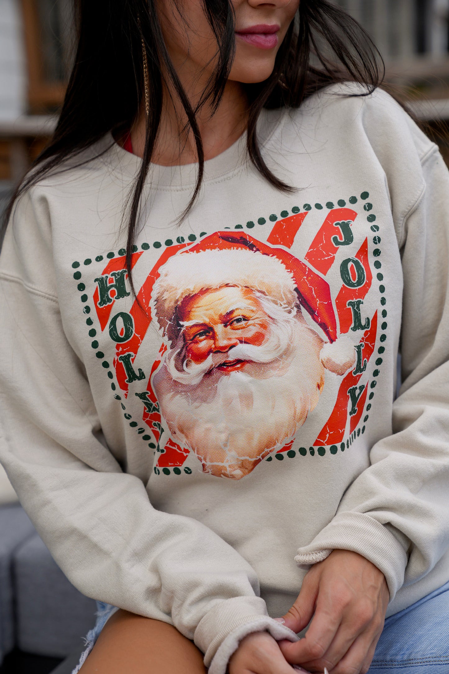 Holly Jolly Vintage Santa | Sand | Sweatshirt