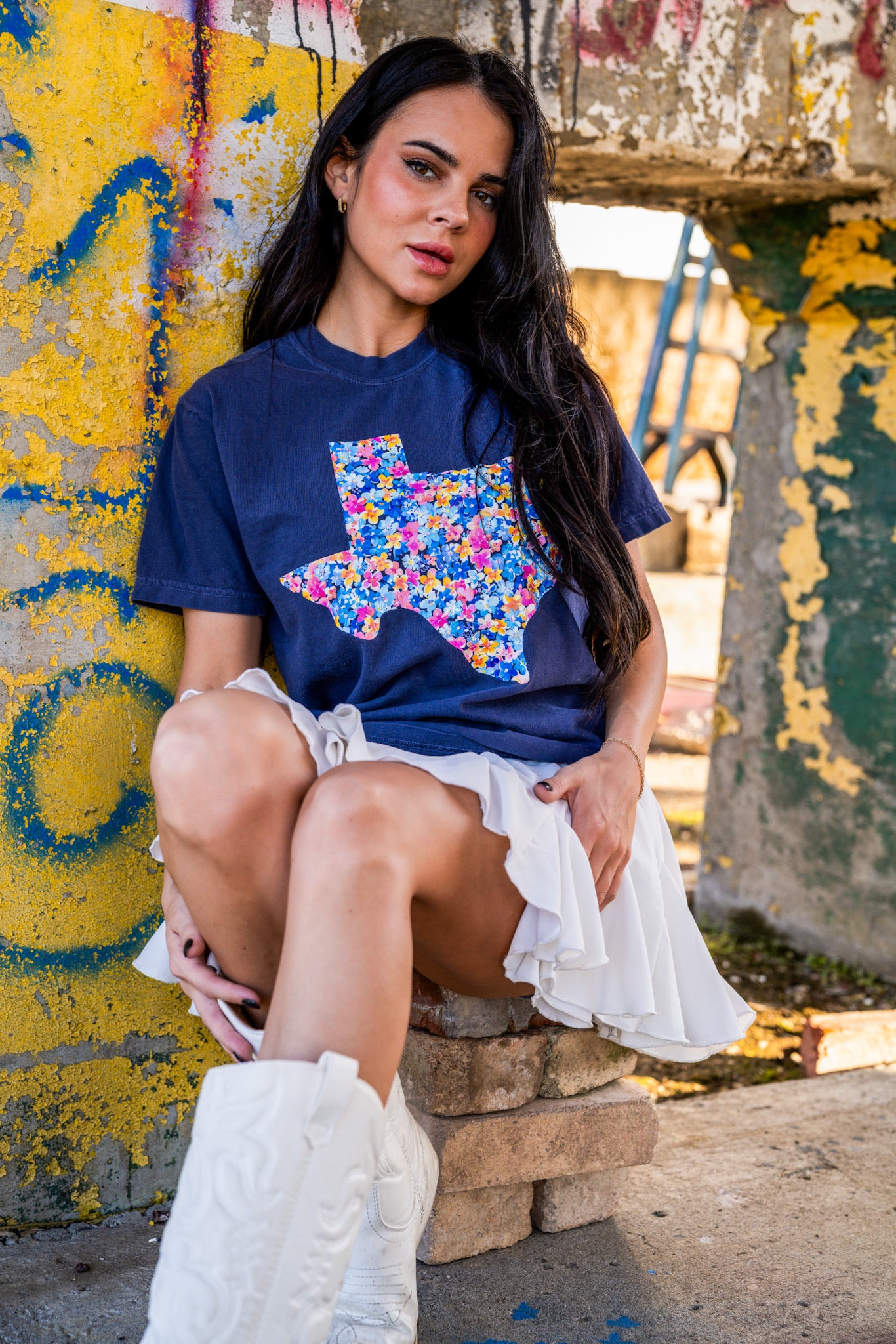 Preppy Floral Texas | Navy | Short Sleeve