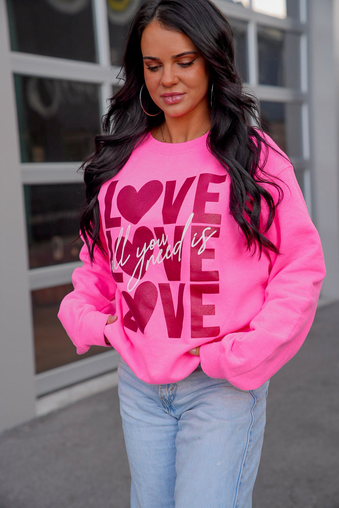 Love Is All You Need | Glitter | Hot Pink | Sweatshirt