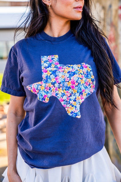 Preppy Floral Texas | Navy | Short Sleeve
