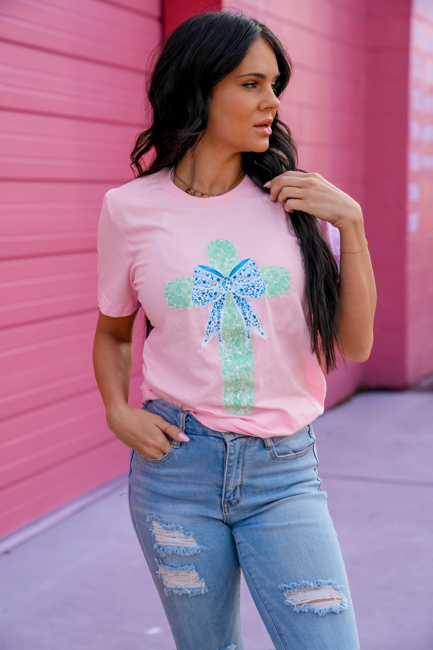 Watercolor Cross | Pink | Short Sleeve