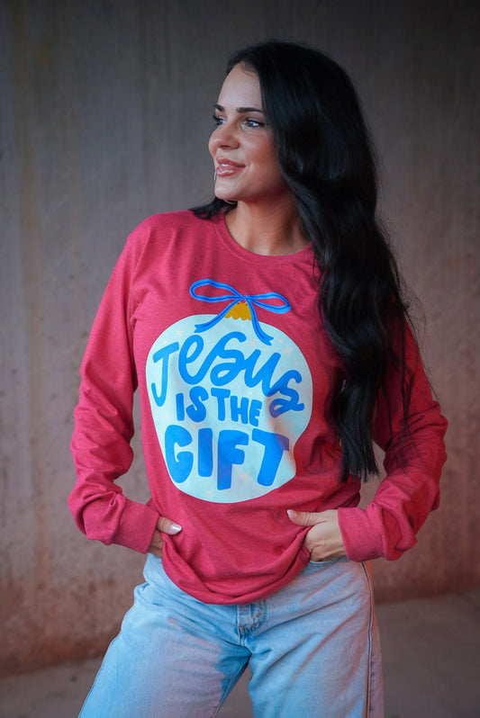 Jesus Is The Gift | Heather Red | Long Sleeve
