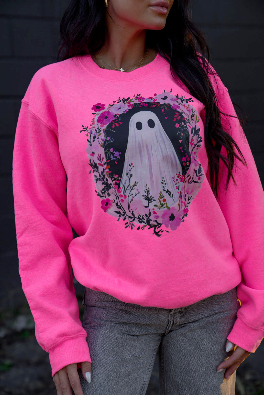 Floral Ghost  | Neon Pink | Sweatshirt