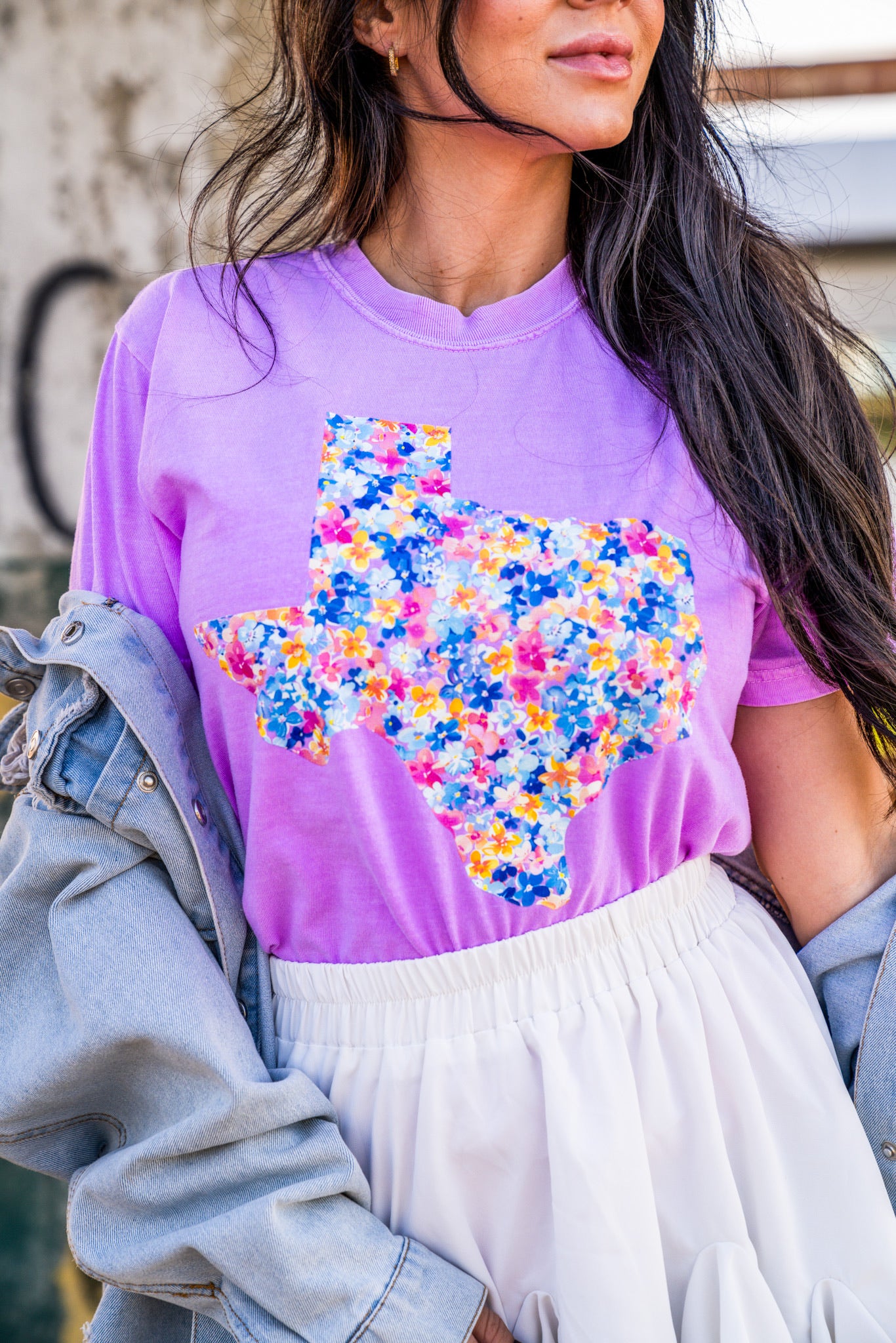 Preppy Floral Texas | Neon Violet | Short Sleeve