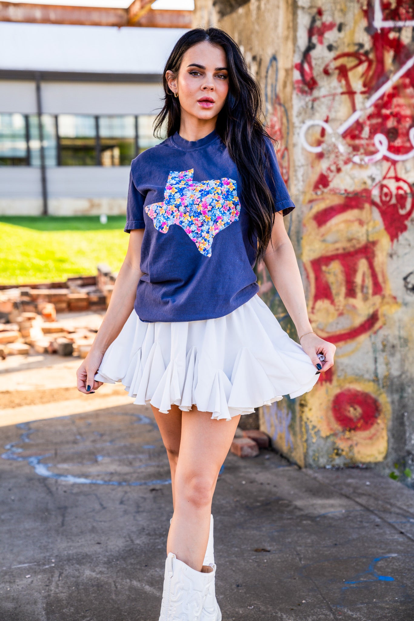Preppy Floral Texas | Navy | Short Sleeve