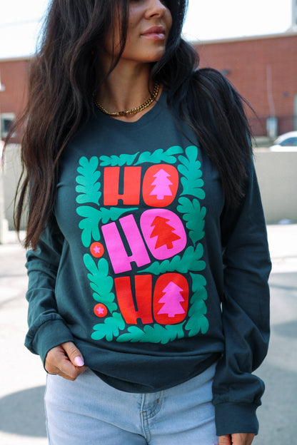 Ho Ho Ho | Atlantic Teal | Long Sleeve Tee