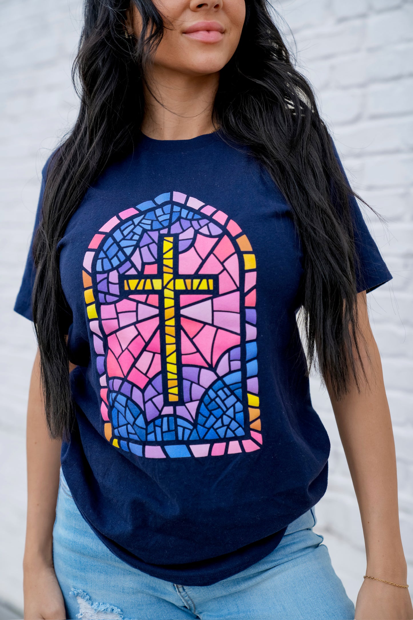 Stained Glass Cross | Navy | Short Sleeve