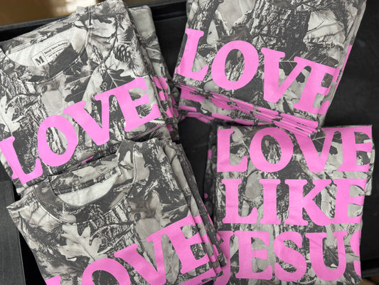 Love like Jesus | Grey Camo |  Short Sleeve