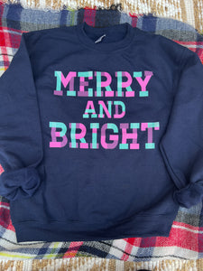 Merry & Bright - Plaid | Navy | Sweatshirt