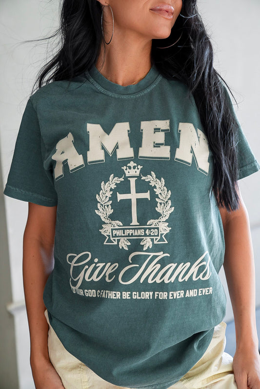 Give Thanks - Amen | Blue Spruce | Short Sleeve