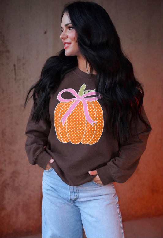 Polka Dot Pumpkin | Chocolate Brown | Sweatshirt