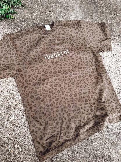 thankful | Embroidered | Leopard Short Sleeve Tee