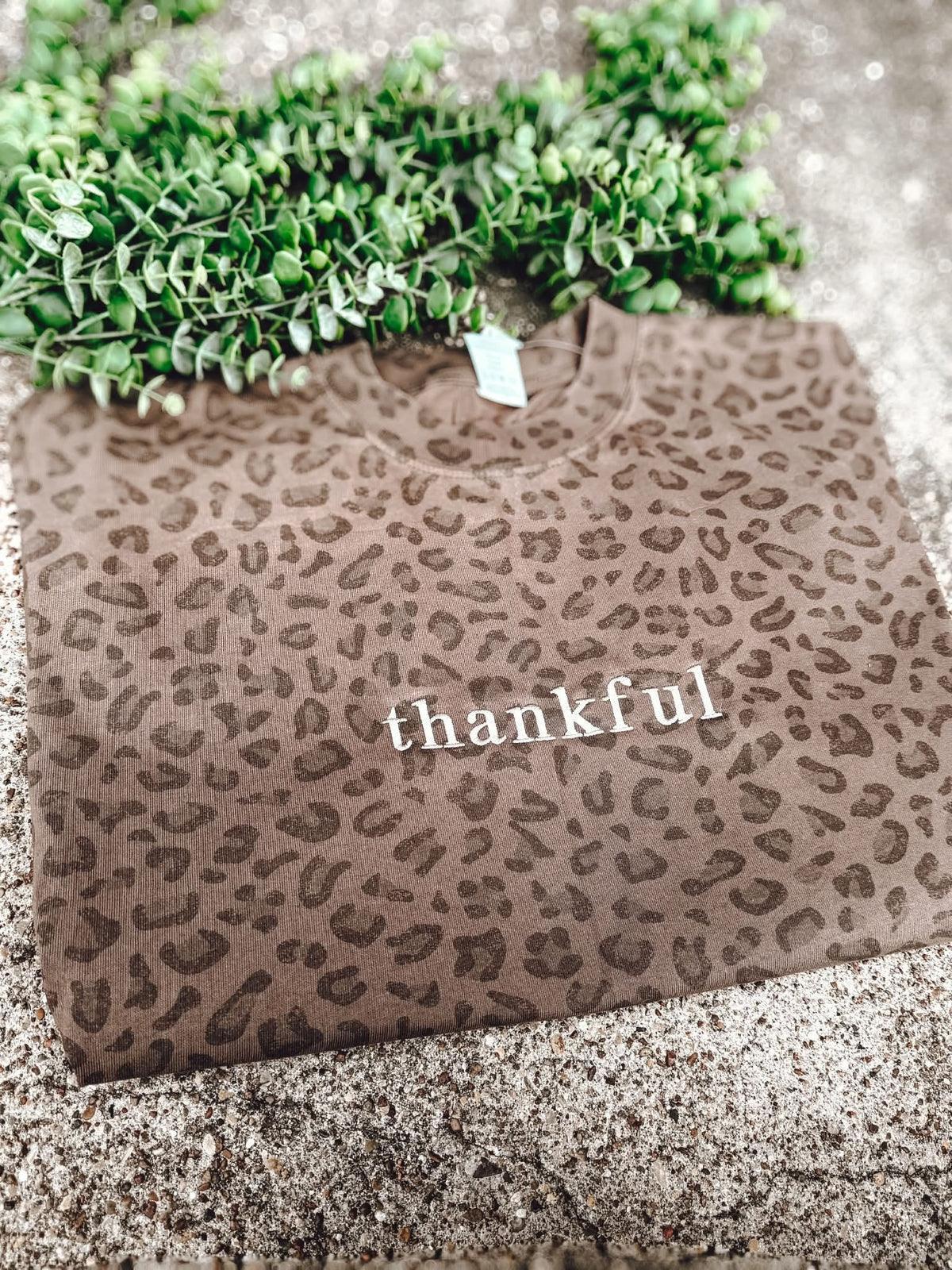 thankful | Embroidered | Leopard Short Sleeve Tee