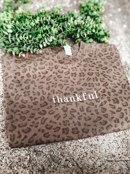 thankful | Embroidered | Leopard Short Sleeve Tee