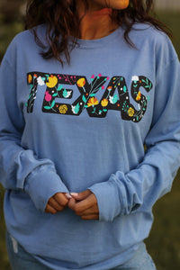 Texas | Floral | Frontier Blue | Long Sleeve