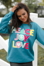 Load image into Gallery viewer, Peace Joy Love | Topaz Blue | Sweatshirt
