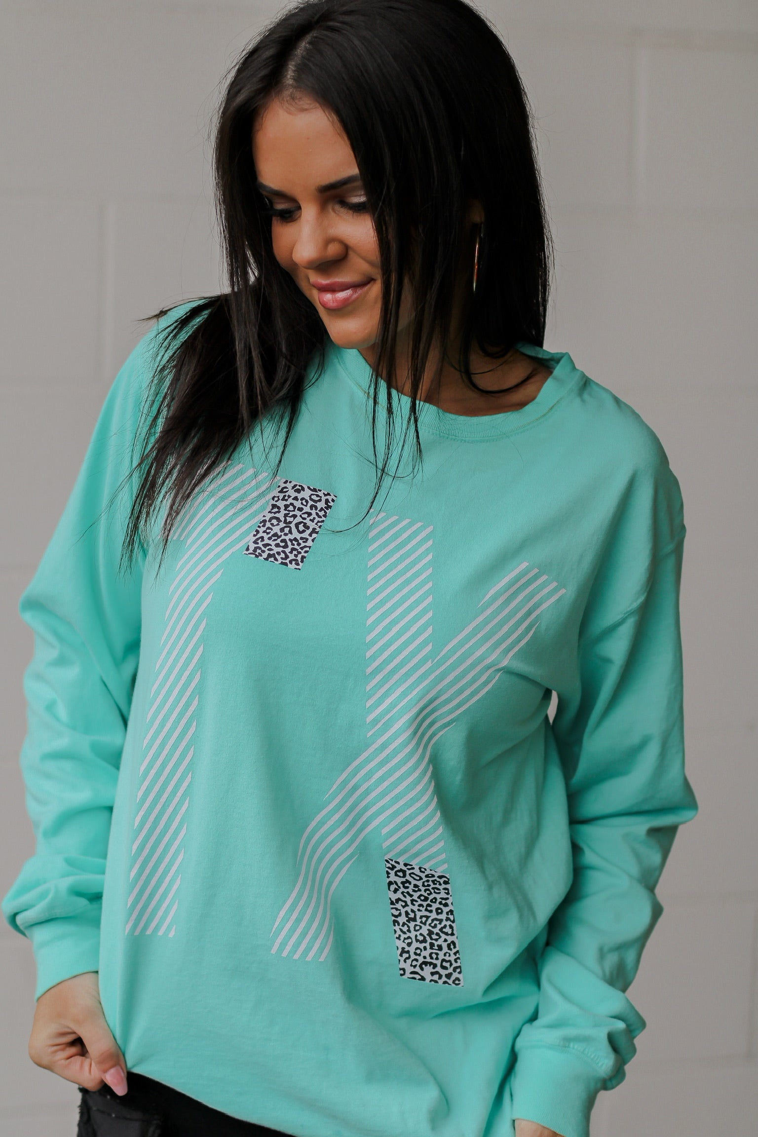TX Leopard & Stripes | Mint | Long Sleeve