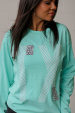 Load image into Gallery viewer, TX Leopard &amp; Stripes | Mint | Long Sleeve
