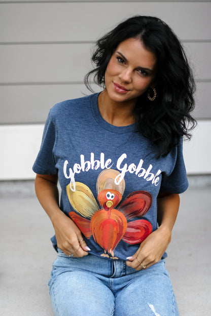 Turkey | Gobble Gobble | Heather Denim | Short Sleeve