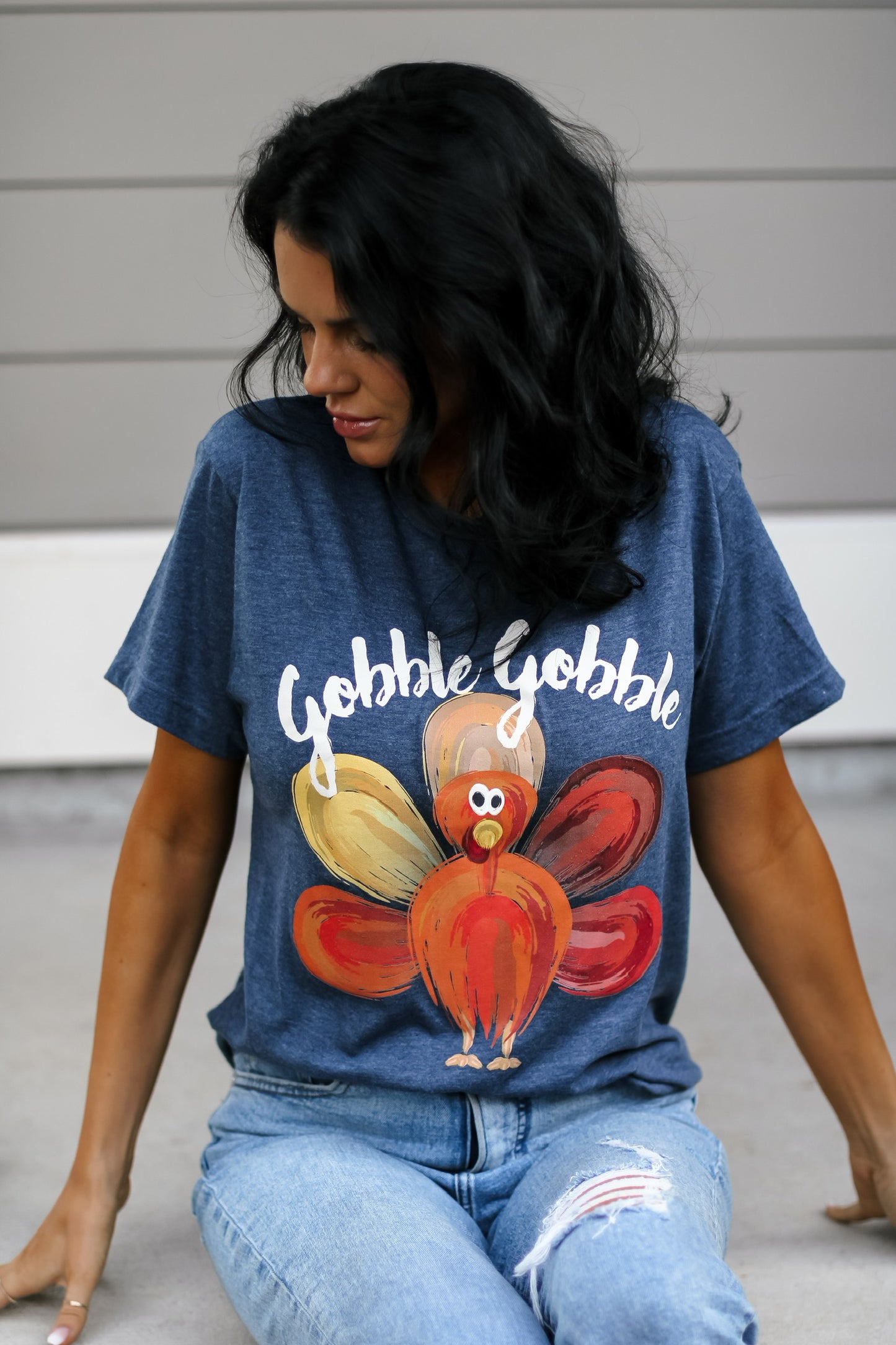 Turkey | Gobble Gobble | Heather Denim | Short Sleeve