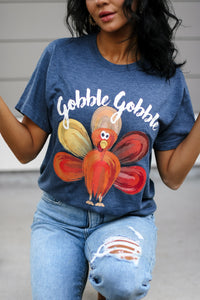 Turkey | Gobble Gobble | Heather Denim | Short Sleeve