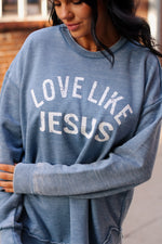 Load image into Gallery viewer, Love Like Jesus Vintage Fleece | Vintage Bluestone
