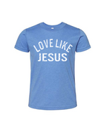 Load image into Gallery viewer, Love Like Jesus  | YOUTH COLUMBIA BLUE Short Sleeve Tee
