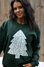 Load image into Gallery viewer, Snow Leopard Tree | Forest Green | Sweatshirt
