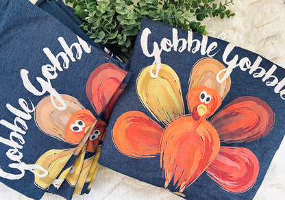 Turkey | Gobble Gobble | Heather Denim | Short Sleeve