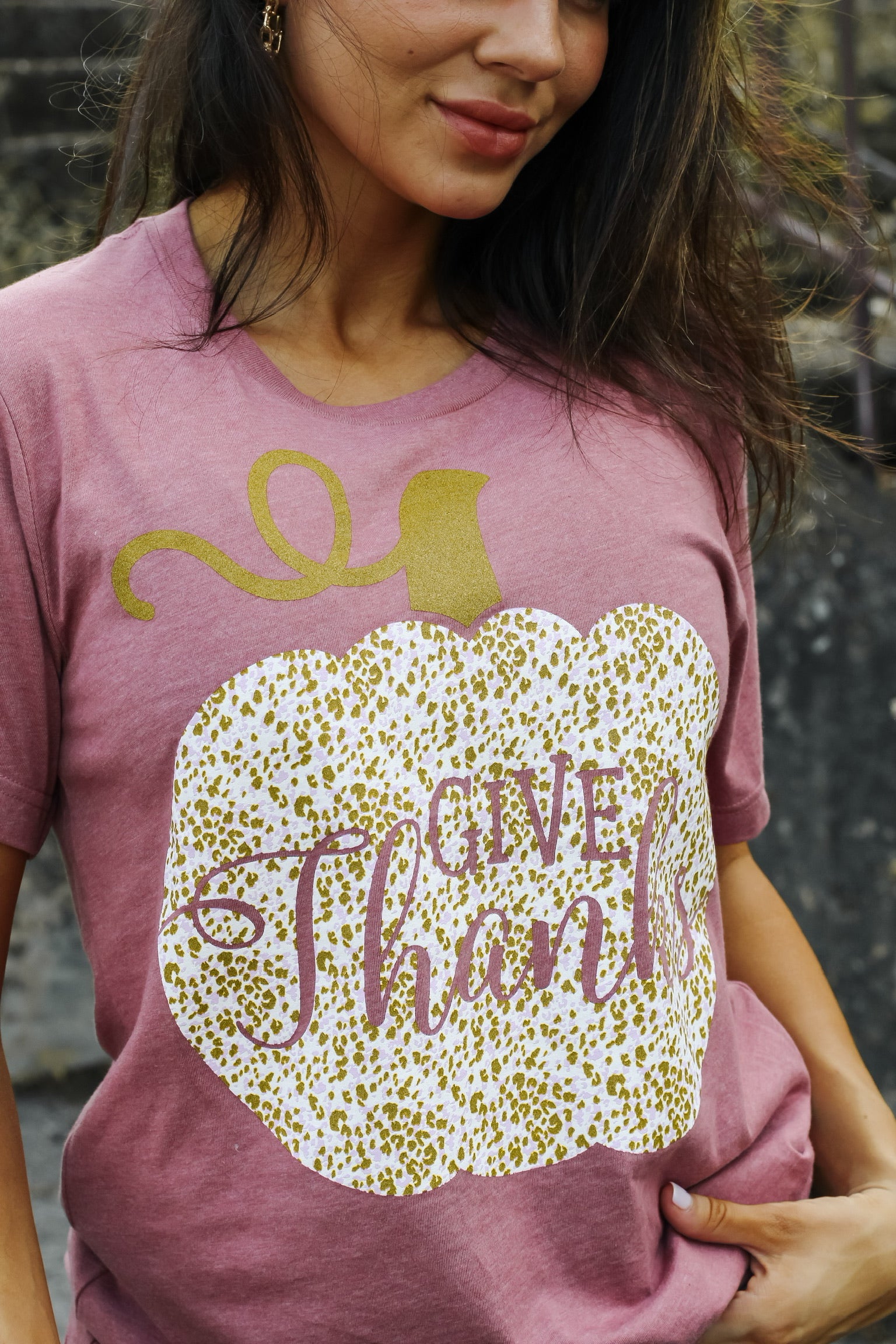 Give Thanks | Glitter | Short Sleeve | Mauve
