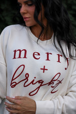 Load image into Gallery viewer, Merry + Bright | Christmas Red Glitter | The Avery Vintage Fleece
